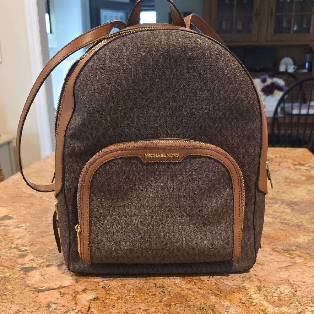 Michael Kors Dark Brown and Tan Backpack